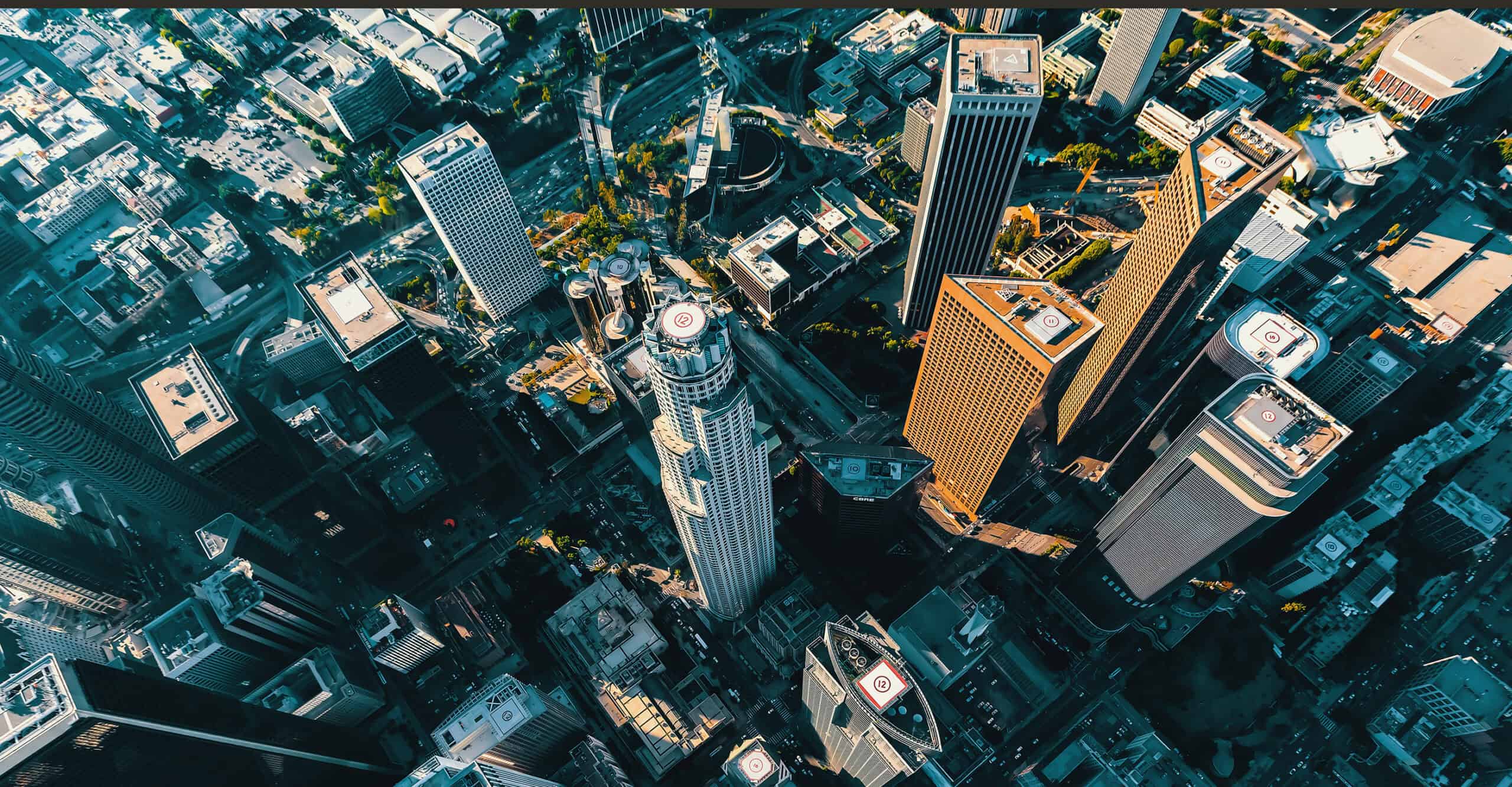 Aerial view of a Downtown Los Angeles